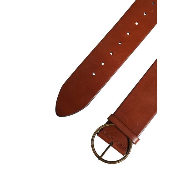 Dolce & Gabbana Men Brown Leather Wide Waist Metal Round Buckle Men\'s Belt